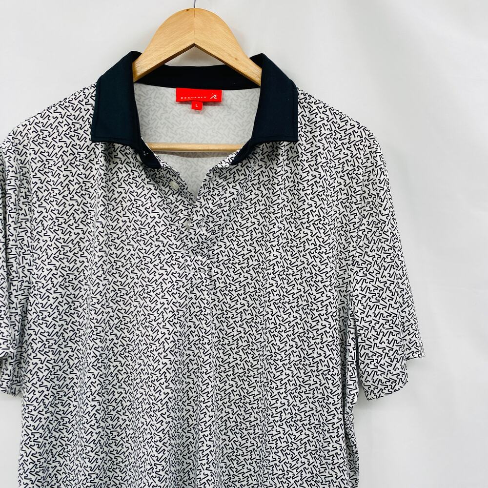 Redvanly L black & white printed polo golf shirt